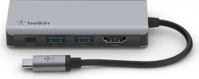 Adapter Belkin USB-C 4-in-1 Multiport, Silver
