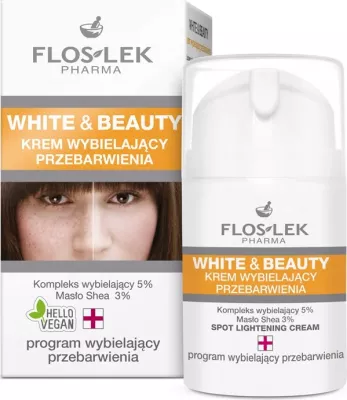 Krem zbardhues për fytyrë për femra Floslek White & Beauty Brightening Cream for Discolorations, 50ml