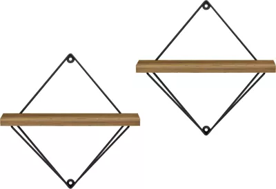 Rafta muri 2 copë set ZANNARD FH8929.11 metal i zi-melaminë natyrale 30x14x30Hcm