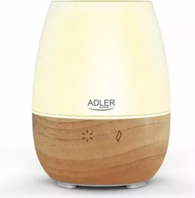 Difuzer aromash ultrasonik ADLER AD7967, 3-në-1, 130 ml, USB, LED 7 ngjyra, bardhë/imitim druri