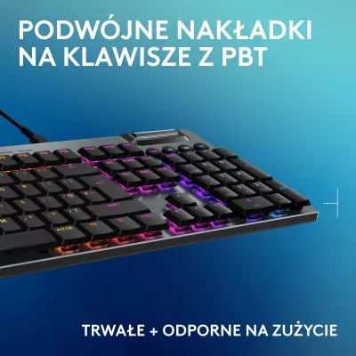 Tastierë gaming mekanike Logitech G915 X GL Tactile, full-size 100%, USB e lidhun, RGB, US INTL, e zezë