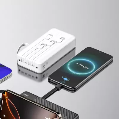Powerbank Dudao K11 Pro 20000mAh me kabllo të integruara, Bardhë