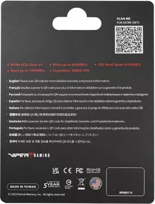 SSD PATRIOT Viper VP4300 Lite 1TB M.2 NVMe PCIe Gen4 x4 2280