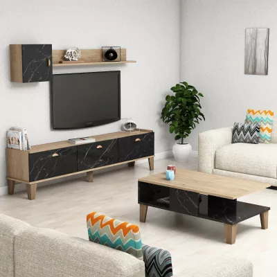 Set mobiljesh për dhomë dite Hanah Home, Sumer G5030, ngjyrë lis dhe mermer