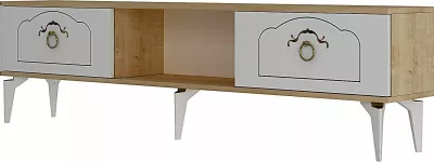 Komodinë TV Skye Decor, ngjyrë lis safir, e bardhë