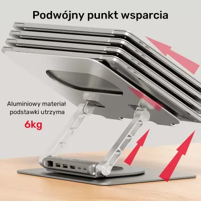 Podstavec laptop Unitek me hub USB-C HDMI 4K, gri