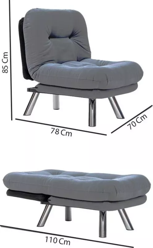 Krevat-karrige një vendësh Atelier del Sofa, Misa Small Solo, gri e çelët