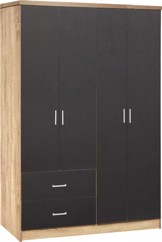 Dollap 4 dyer me 2 sirtarë FH339.04 Sonama-Gri 120x42x181cm