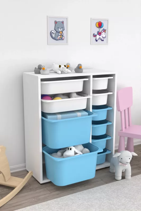 Dollap multifunksional Hanah Home, Zen 2D2K6U, i bardhë dhe kaltër