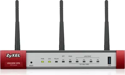 Firewall Zyxel USG20W-VPN me WLAN, 4 porta Gigabit, 3 antena, i bardhë