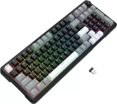 Tastierë mekanike Redragon ARLOKKS QMK K742, 96%, RGB, wireless/wired, anglisht, e zezë