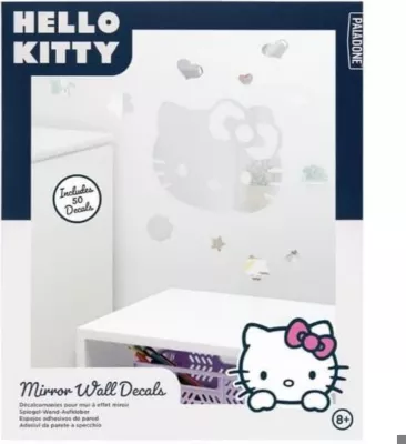 Stikerë muri me pasqyrë Paladone Hello Kitty, 50 copë, argjend