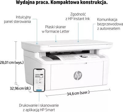 Printer HP LaserJet MFP M140w, i bardhë e zi