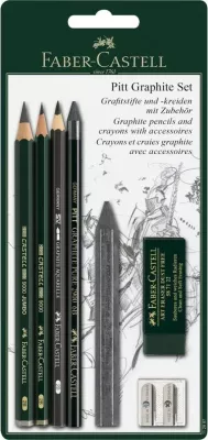 Set lapsa grafiti Faber-Castell Pitt Graphite, 7 copë, e zezë/e gjelbër/e gri