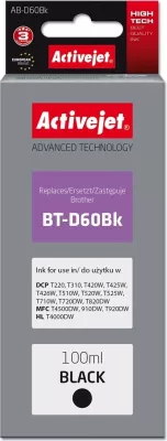 Ngjyrë zëvendësuese Activejet AB-D60BK ink për printer Brother BT-D60BK, 100ml, e zezë