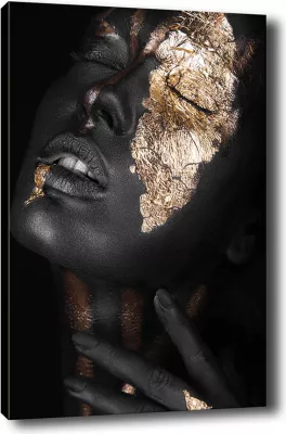 Pikturë kanavace vajzë me lëkurë të errët me grim të artë FH7196.01 50x3x70 cm