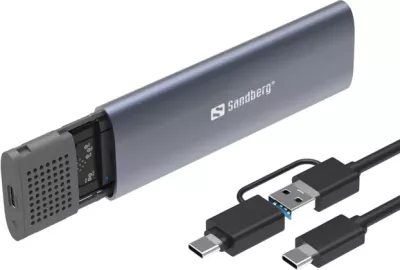 Kasë Sandberg 136-39 për SSD M.2 NVMe, USB 3.2 Gen 2 10Gbps, deri 4TB, gri e errët