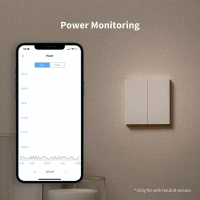 Switch muri smart Aqara H1 EU WS-EUK01 DOUBLE, Zigbee 3.0, me neutral, double switch, i bardhë