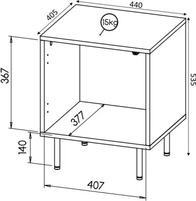 Komodinë Cama Mable Hole, 44x40.5x53.5 cm, e bardhë/mat