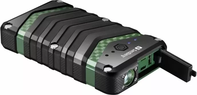 Powerbank Sandberg Survivor 420-36 20000 mAh IP67 me dritë dore, zi/jeshile, set me 2 kabllo