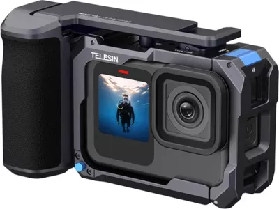 Kit kafaz me dorezë Telesin S6-FMS-26-TGP për GoPro Hero 9-13, alumin CNC, Seesaw Shutter, montim magnetik