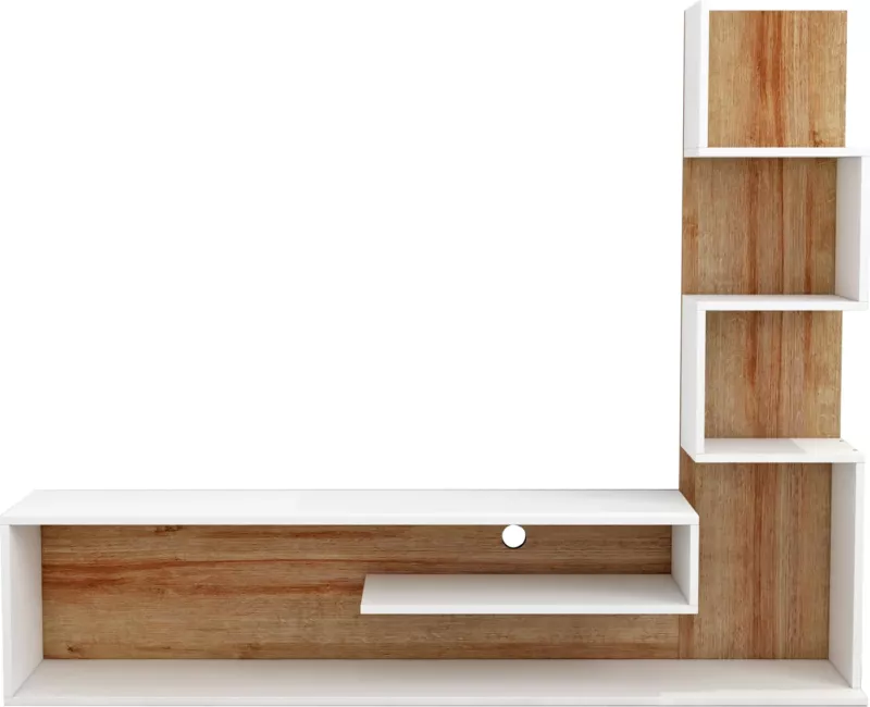Kombo Mobilje TV EDELIE FH8908.11 Melamin në Bardhë-Natyral 150x29.5x120H cm