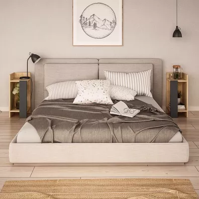 Komodinë për natë Immerse set 2 copë, ngjyrë lisi-antracit, 27x25x60cm