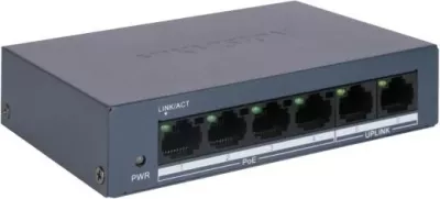 Switch Hikvision DS-XS0106-P, 6 porta, PoE, Metalik