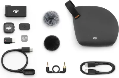 Mikrofon pa tela DJI MIC 3, 1 dërgues + 1 pranues, Bluetooth, 8 orë, i zi