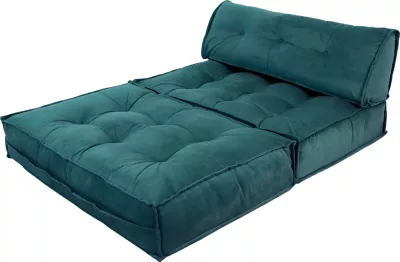 Divan-krevat 2 vende, Atelier del Sofa, kadife, ngjyrë jeshile petrol