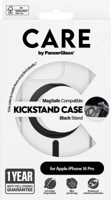Mbështjellës PanzerGlass CARE Case, MagSAFE, për iPhone 16 Pro, transparent me këmbëz