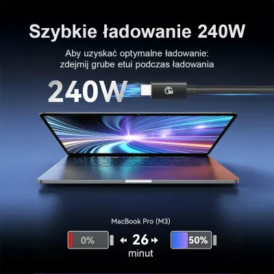 Kabllo Thunderbolt 5 USB-C Orico TBZ5-15-BK-BP 1.5 m, e zezë