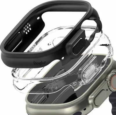 Mbështjellës Ringke Slim për Apple Watch Ultra 1/2 (49mm), 2 copë, Transparent dhe Mat Zi