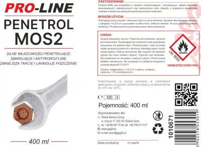 Spërkatës për heqje ndryshku Pro-Line PENETROL MoS2, 400 ml