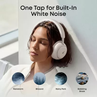 Kufje ANKER Soundcore Space 2, Bluetooth over-ear me ANC, Hi-Res/LDAC, të bardha, set me çantë udhëtimi + kabllo