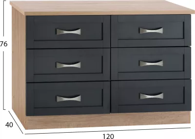 Komodinë dhome gjumi - Sirtar FH317.04 me 6 sirtarë Sonama-Gri 120x40x76cm
