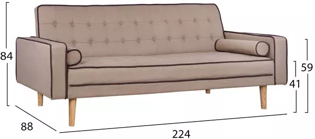 Krevat divan me pëlhurë bezhë dhe 2 jastëkë FH3150.02 224x88x84 cm