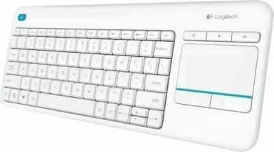 Tastierë wireless Logitech K400 Plus me touchpad, Unifying, gravim UK-SLO, e bardhë