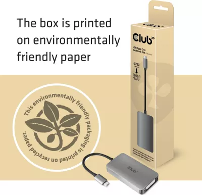 Adapter Club3D USB Type-C në DVI-D, Dual Link, Plug and Play, 2160p, gri