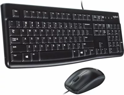 Set tastierë dhe maus Logitech MK120, USB me kabllo, QWERTY, e zezë