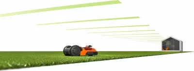 Robot kositës bari Worx Landroid M700 WR142E, 20V 4Ah, deri 700 m², Wi‑Fi, portokalli/zezë