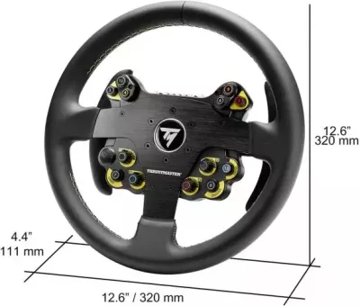 Timon garash Thrustmaster EVO Racing 32R, 32 cm, lëkurë, 25 butona, për PS5/PS4/Xbox/PC, i zi