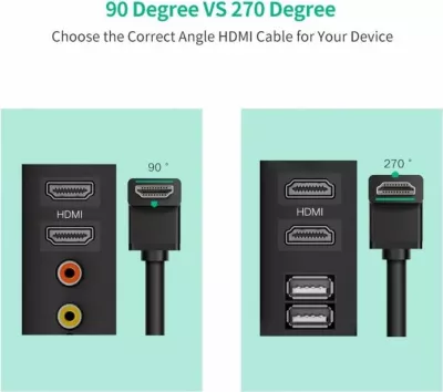 kabllo HDMI këndore UGREEN 10172, 4K/60Hz, 1m, e zezë
