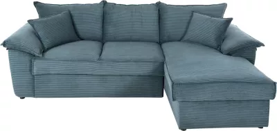 Divan qoshe me shtrat dhe hapësirë ruajtëse, ALDO FH3276.03R, pëlhurë ngjyrë petrol, 256x91-159x87 cm
