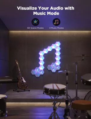 Panel ndriçimi smart Govee Glide Hexagon Ultra, Wi‑Fi, Meteor Gray, 1 copë (Expansion Pack)