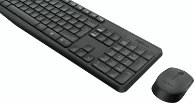 Komplet tastierë dhe maus Logitech MK235, Full-size (100%), Wireless, USB, QWERTZ, Gri, Maus përfshirë