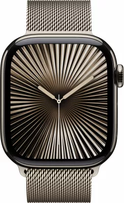 Smartwatch Apple Watch Series 10 GPS + Cellular 42mm, kasë titanium natyral, rrip çelik natyral