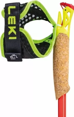 Shkopinj trekkingu Leki Vertical K 125 cm, 100% karbon, dorezë kork, zi/kuqe-verdhë, set 2 copë