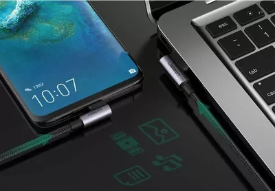 Kabllo USB-A në USB-C Ugreen 76210 1 m QC3.0 3A 90° gri