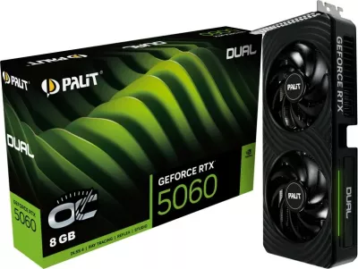 Kartelë grafike Palit RTX 5060 Dual OC 8GB GDDR7 e zezë